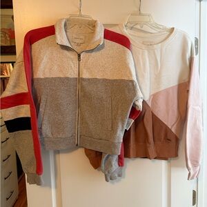 Colorblock Zip-Up Jacket and Sweatshirt Set
